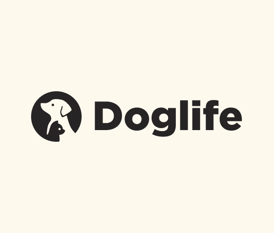 Minimalistisk hundlogotyp med rund djurikon