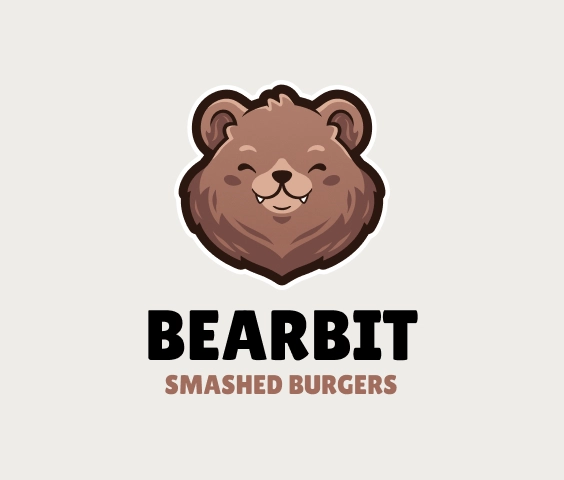 Söt björnmaskot för burgerrestaurang