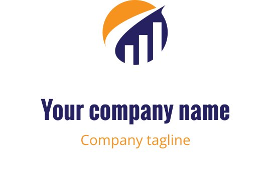 Modern logotypdesign med en stigande stapeldiagram och ett sol-element