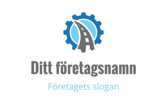 Modern logotypdesign med en väg inom en kugghjulsform
