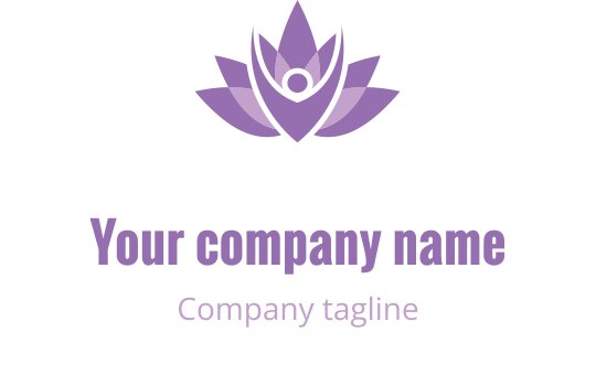 Elegant lila lotusblomma logo design med en mänsklig figur i mitten
