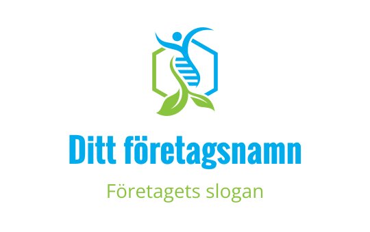 Modern logotypdesign med en DNA-sträng och gröna blad
