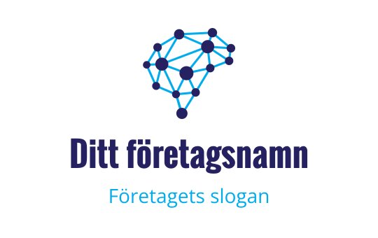 Modern logotypdesign med ett nätverkat hjärna i blått och lila