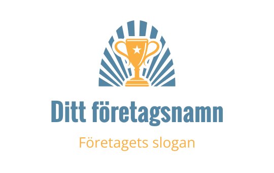 Trofe-logo design med blå strålar och orangea accenter