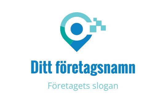 Modern logotypdesign med en platsmarkör och cirkulära element