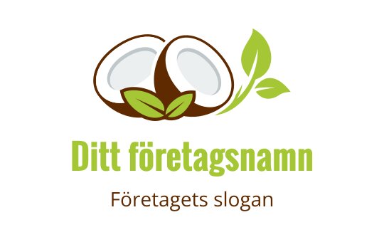 Kokosnöt logo design med gröna blad och bruna accenter