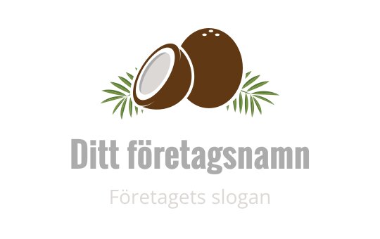 Kokosnöt logo design med gröna blad och en brun färgpalett
