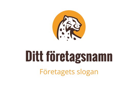 Fet leopardlogo i orange och brun cirkulär bakgrund