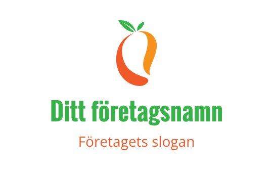 Modern orange och grön fruktlogo med ett bladaccent