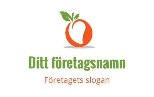 Fräsch orange logo design med gröna blad och modern typografi
