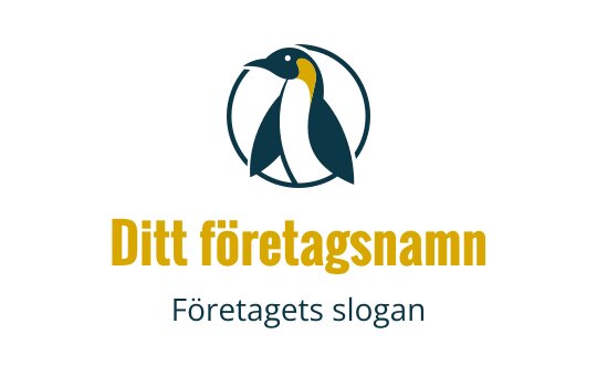 Modern pingvinlogotyp med cirkulär kontur och livliga färger