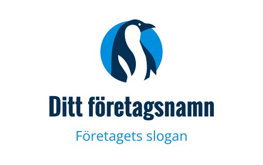 Modern blå pingvinlogotyp med cirkulär bakgrund