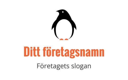 Fet logotypdesign med stiliserad text i orange och grått