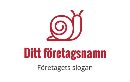 Lekfull snigel logo design i röd med en spiralformad skal