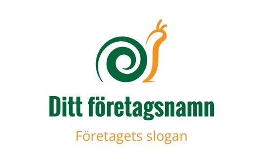 Lekfull snigel logo design med grön spiral och orange detaljer