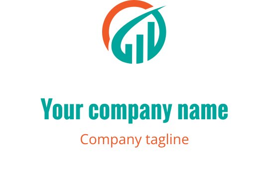 Modern logotypdesign med korall- och teal geometriska former