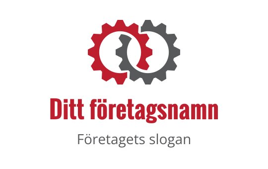 Sammanlänkade röda och grå kugghjul logo design med fet typografi