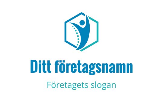 Modern hexagonal logotyp med en dynamisk figur i blått