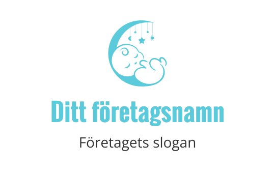 Mjuk blå logotypdesign med en sovande bebis och en halvmåne