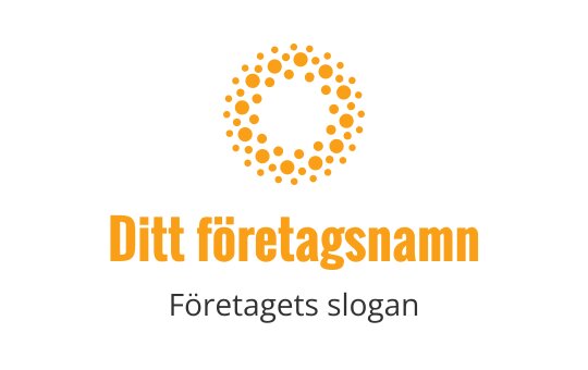 Cirkulär logotypdesign med orange prickar som bildar en ring runt ett centralt utrymme