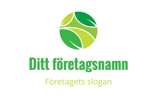 Modernt cirkulärt logotypdesign med gröna blad och en livlig färgpalett