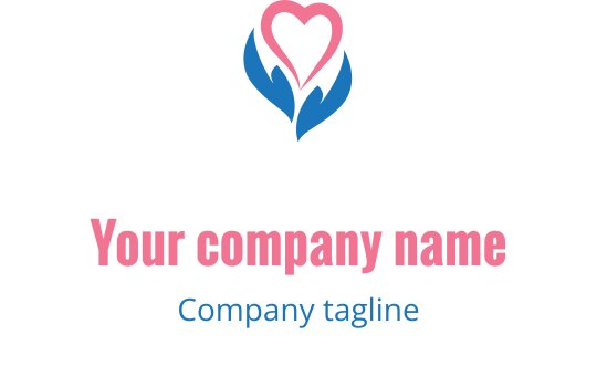 Hjärta och blad logo design i rosa och blå färger