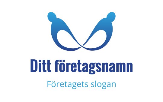 Modern blå logotypdesign med abstrakta figurer i en flytande form