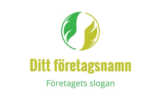 Modernt cirkulärt logotypdesign med gröna blad och en gul accent