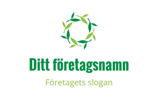 Cirkulär logotypdesign med gröna blad i en naturlig arrangemang