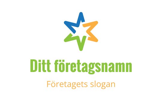 Färgglad stjärnlogo med överlappande blå, orange och gröna element