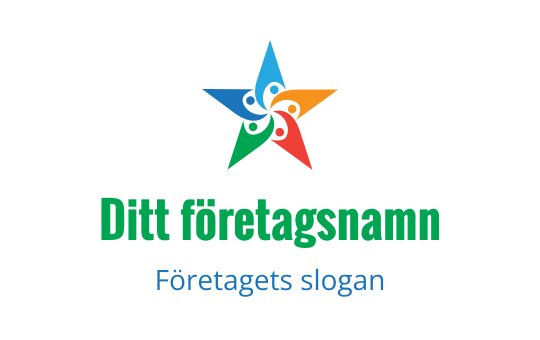 Färgglad stjärnlogo med virvlande element i blått, grönt, orange och rött