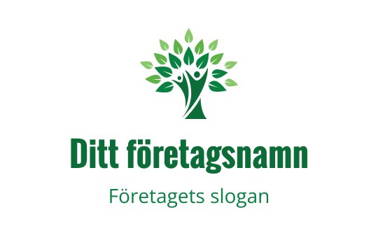 Modern trädlogo med gröna blad och mänskliga figurer