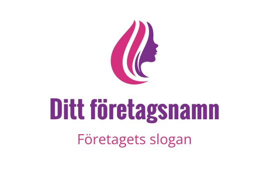 Elegant logotypdesign med en profilsilhuett och flödande hår i rosa nyanser