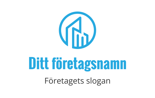 Modern blå logo med abstrakta byggformer inom en cirkel