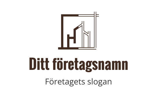 Modern logotypdesign med en geometrisk byggnadsprofil i brunt