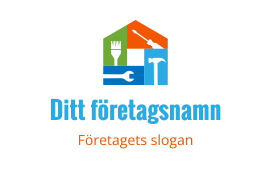 Färgglad huslogo med verktyg och en pensel