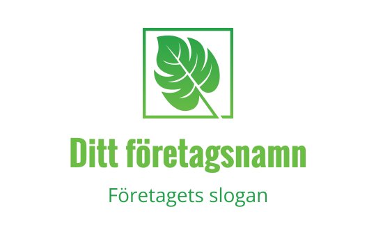 Modern logotypdesign med ett grönt blad och fyrkantig kontur