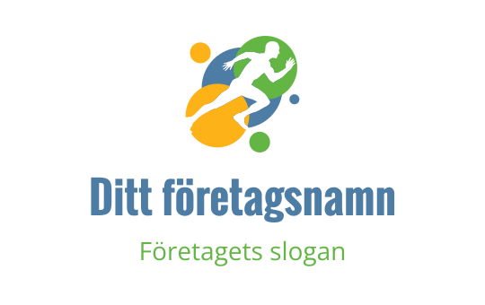 Dynamisk logotypdesign med en löpare och färgglada abstrakta former