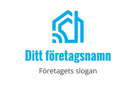 Modern blå huslogo med abstrakta linjer och kurvor