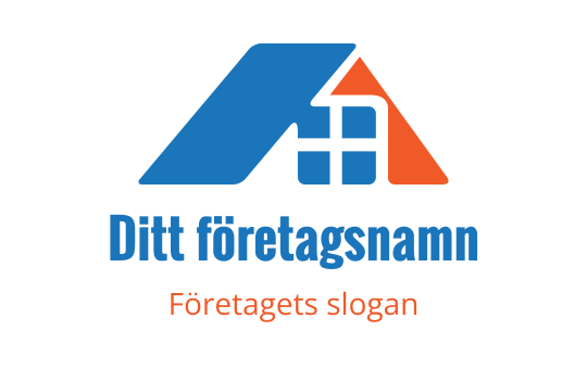Modern blå och orange logotypdesign med ett stiliserat tak och fönster