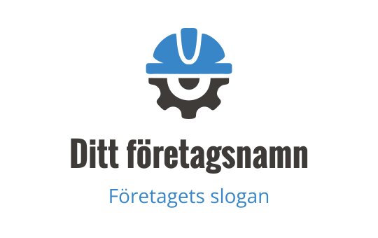 Modern logotypdesign med en hjälm och kugghjul i blått och svart
