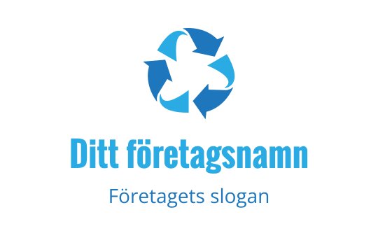 Modern blått återvinningslogo med pilar som bildar en cirkulär form