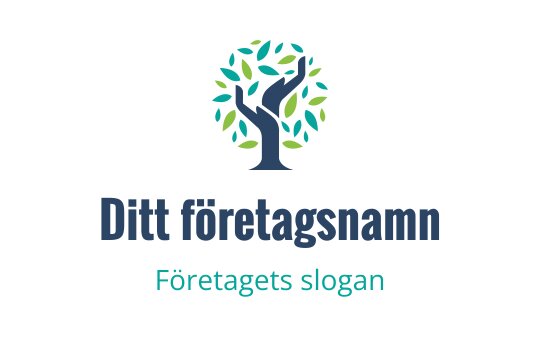 Modern trädlogo med gröna blad och en mörk stam