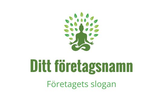 Lugn grön logotypdesign med en mediterande figur och lövträdselement