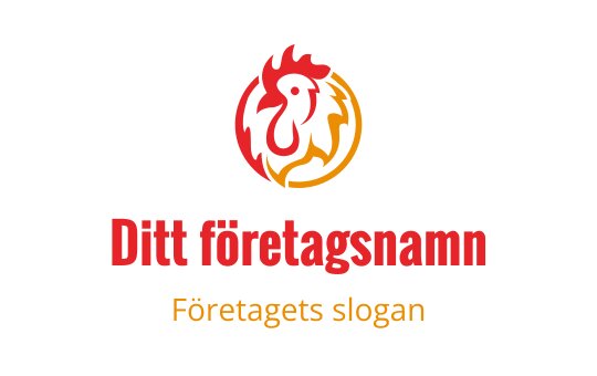 Fet tupp logo design i röd och gul cirkulär kontur
