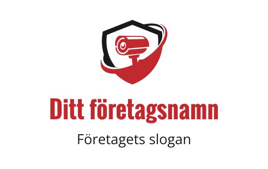 Fet logotypdesign med en säkerhetskamera inom en sköldform