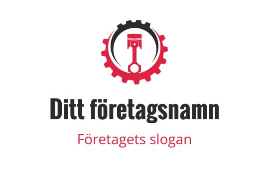 Fet logotypdesign med en skiftnyckel inuti ett kugghjul i röd och svart