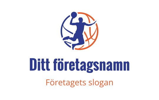 Dynamisk logotypdesign med en basketspelare i rörelse inom en cirkulär ram