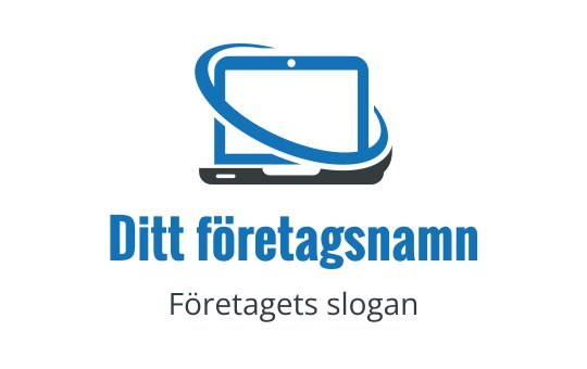Modern blå logotypdesign med en surfplatta och en omloppsring