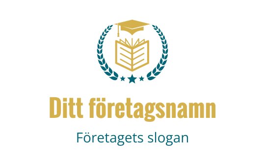 Elegant logotypdesign med en öppen bok, studentmössa och lagerkrans